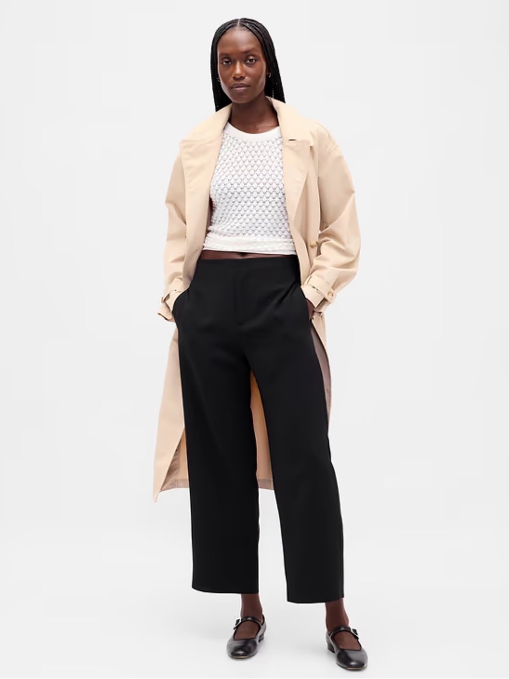 GAP Black High Rise Twill Straight Ankle Pants